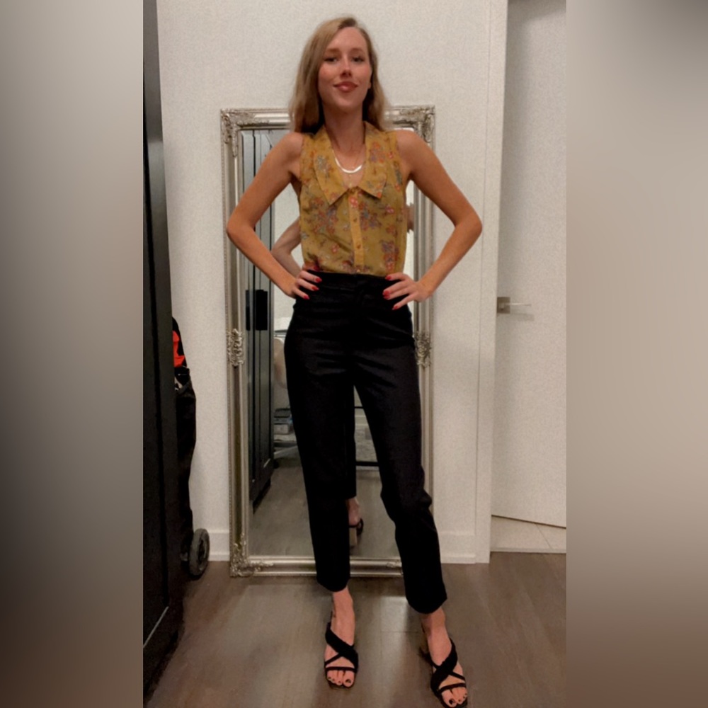 Mustard Yellow & Floral Forever21 Sleeveless Blouse - Elegance ~ a Pop of Floral